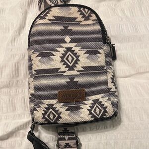 Wrangler Black and White Aztec Crossbody Bag